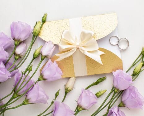 floral wedding invitation with ring